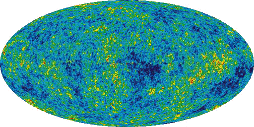 Mikrovågsbakgrundens fluktuationer (Courtesy WMAP)