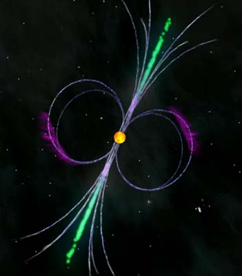 Gammastrålning från ekvatorn hos neutronstjärnor (Courtesy NASA, Fermi & Cruz DeWilde)